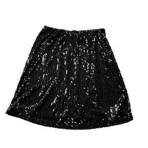 NWT NY Collection Black Sequin A-Line Skirt Size 1X Party Holiday